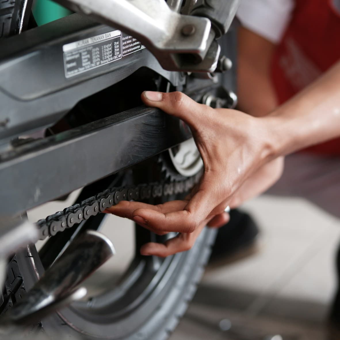Automotive wiring harness being inspected and repaired